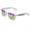 White Logo Lenses Custom Printed Lenses Retro Sunglasses - Full Color Arm Printed